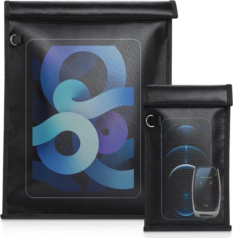 OMKHE Faraday Bags for Phones,2 Pack Signal Blocking Faraday Cage,RFID Signal Blocking Faraday Bag for Phone Tablets Call Data, Cellular, Bluetooth,GPS Faraday Key Fob Protector - Image 1